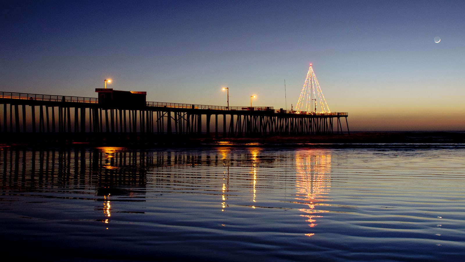 San Luis Obispo area Pismo Beach pier silhouette in the evening